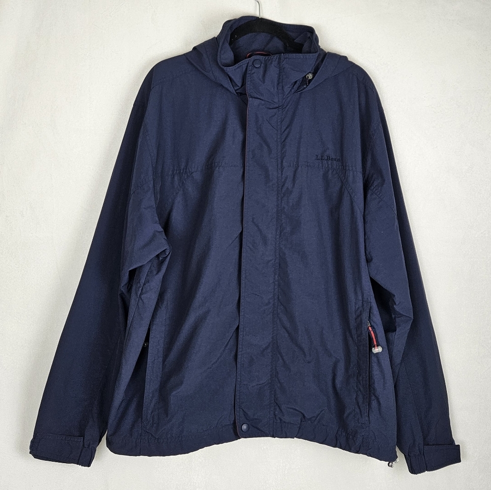 L.L. Bean Navy Blue Full Zip Wind Breaker Rain Resistant Jacket Size XL